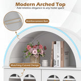 Arched Cabinet 5-Tier with Tempered Glass Doors and Wine Rack