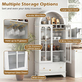 Arched Cabinet 5-Tier with Tempered Glass Doors and Wine Rack