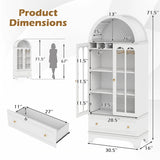 Arched Cabinet 5-Tier with Tempered Glass Doors and Wine Rack