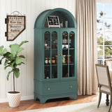 Arched Cabinet 5-Tier with Tempered Glass Doors and Wine Rack