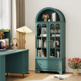 Arched Cabinet 5-Tier with Tempered Glass Doors and Wine Rack