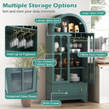 Arched Cabinet 5-Tier with Tempered Glass Doors and Wine Rack