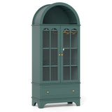 Arched Cabinet 5-Tier with Tempered Glass Doors and Wine Rack