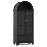 Arched Cabinet 5-Tier with Tempered Glass Doors and Wine Rack