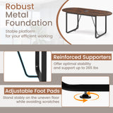 71 Inches Executive Table Oval Home Office Table with Cable Management Hole-Rustic Brown