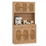 71 Inches Pantry Cabinet with Hutch and Charging Station-Natural