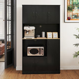71" Tall Kitchen Pantry Cabinet with Charging Station Wooden Buffet Cupboard Sideboard