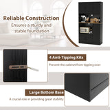 71" Tall Kitchen Pantry Cabinet with Charging Station Wooden Buffet Cupboard Sideboard