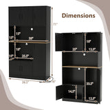 71" Tall Kitchen Pantry Cabinet with Charging Station Wooden Buffet Cupboard Sideboard