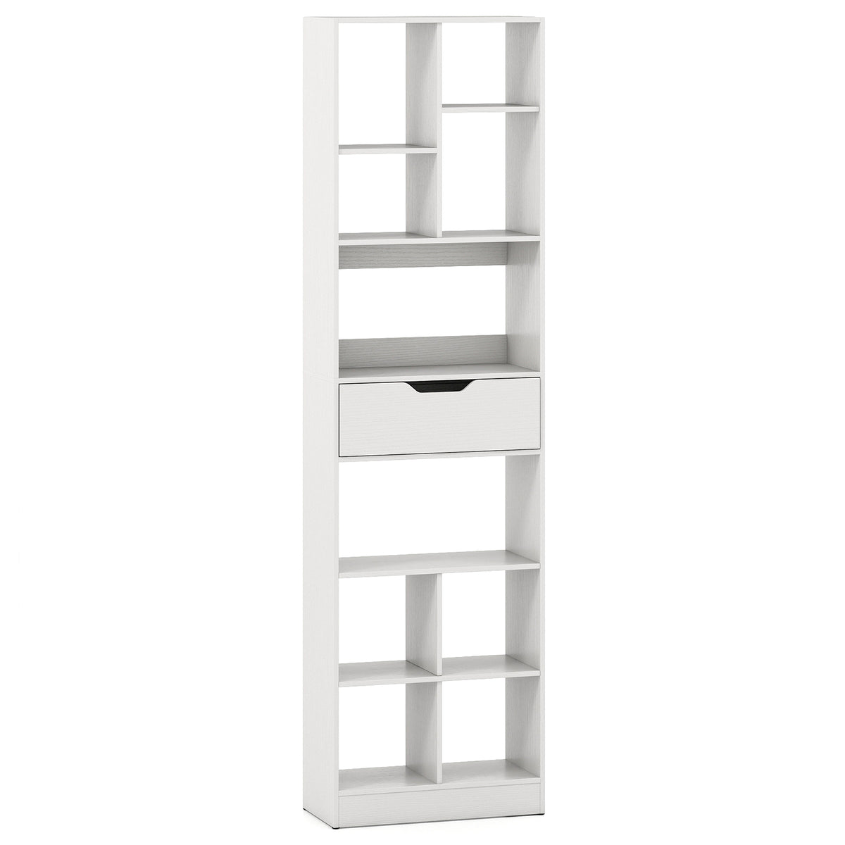 71inch Tall Freestanding Bookcase with Drawer 10-Cube Storage Organizer