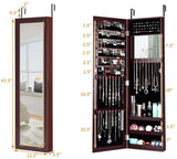 Full Length Mirror Jewelry Cabinet with Ring Slots and Necklace Hooks