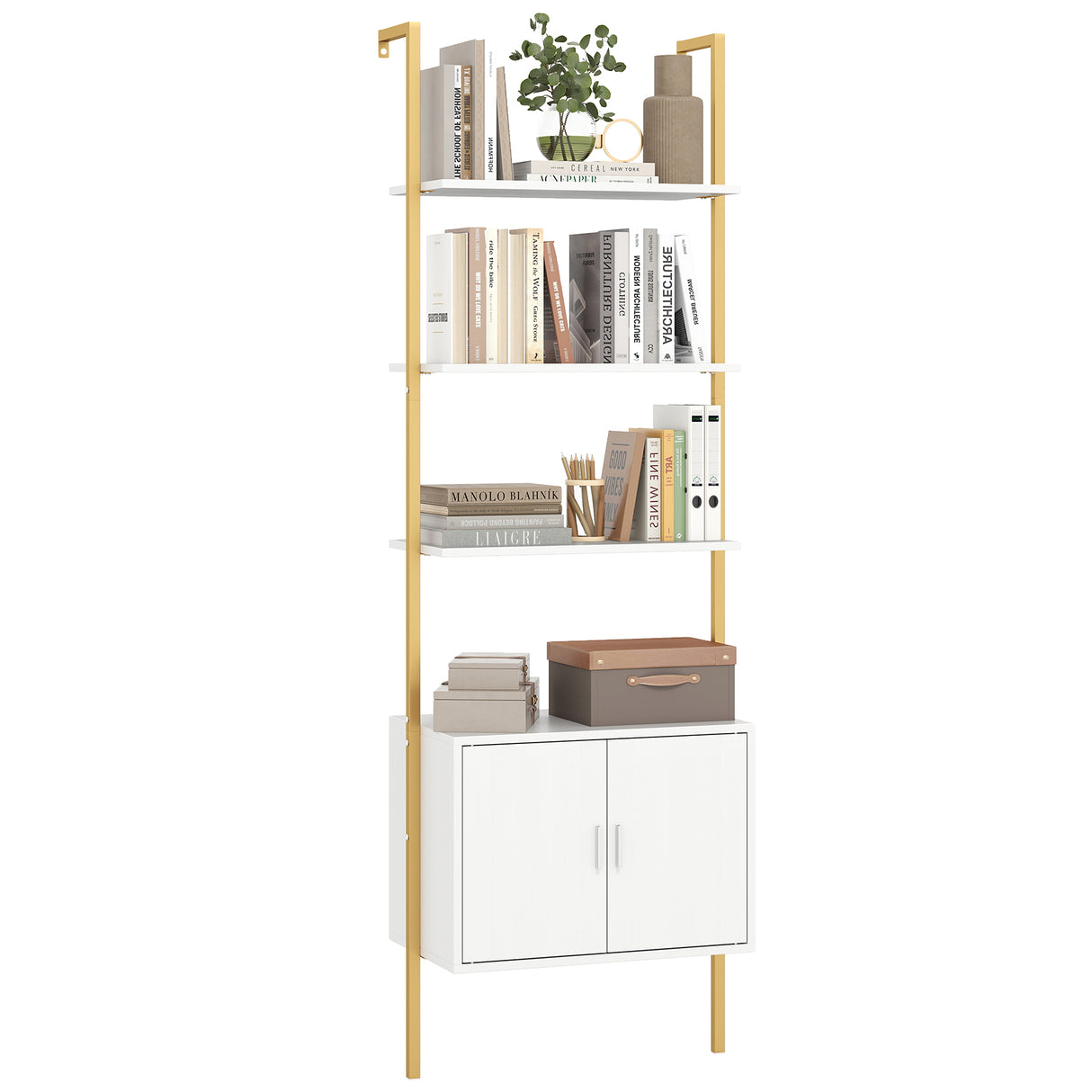 72.5 Inch Tall Bookshelf with Cabinet Anti-Tipping Kits and Metal Frame