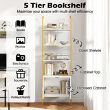 72.5 Inch Tall Bookshelf with Cabinet Anti-Tipping Kits and Metal Frame