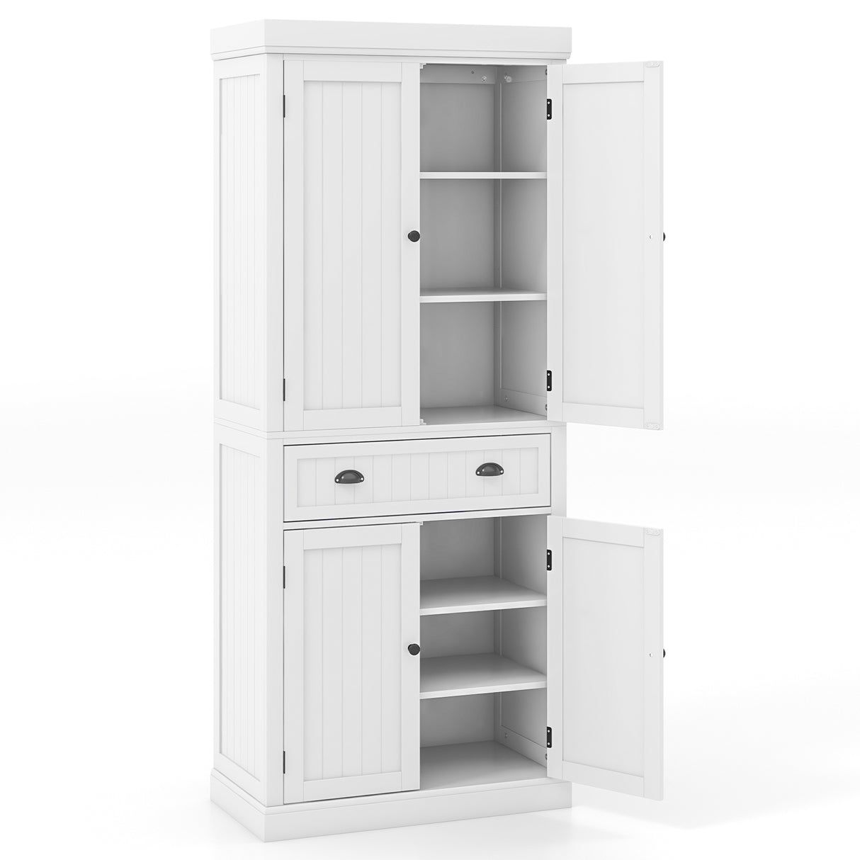 Cupboard Freestanding Kitchen Cabinet w/ Adjustable Shelves