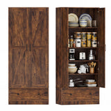 72 Inch Tall Kitchen Pantry Cabinet Farmhouse Wooden Cupboard with 2 Doors
