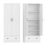 72 Inch Tall Kitchen Pantry Cabinet Farmhouse Wooden Cupboard with 2 Doors