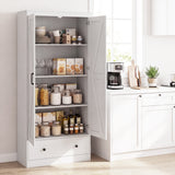 72 Inch Tall Kitchen Pantry Cabinet Farmhouse Wooden Cupboard with 2 Doors
