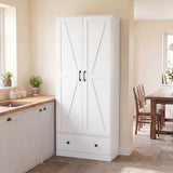 72 Inch Tall Kitchen Pantry Cabinet Farmhouse Wooden Cupboard with 2 Doors