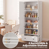 72 Inch Tall Kitchen Pantry Cabinet Farmhouse Wooden Cupboard with 2 Doors