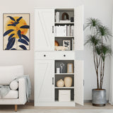 72 Inch Tall Modern Farmhouse Cupboard Cabinet with 4 Barn Doors