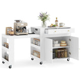 72" Kitchen Island with Extendable Dining Table and Power Outlet