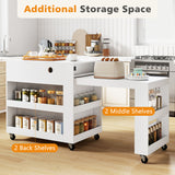 72" Kitchen Island with Extendable Dining Table and Power Outlet