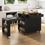 72" Kitchen Island with Extendable Dining Table and Power Outlet