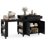 72" Kitchen Island with Extendable Dining Table and Power Outlet