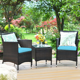 3 Pcs Outdoor Rattan Wicker Furniture Set