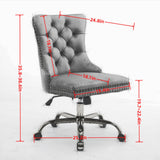 A&A Furniture Office Chair,Modern Velvet Upholstered Tufted Button Home Office Chair with Golden Metal Base,Adjustable Desk Chair Swivel Office Chair (Gray)