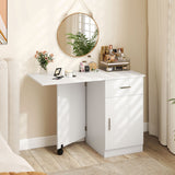 Folding Computer Desk with Drawer Mobile Home Office Desk with Cabinet