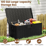 100 Gallon Large Deck Box with Lockable Lid for Patio