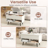 31.5 Inch Lift Top Coffee Table with Hidden Compartment and 2 Storage Shelves