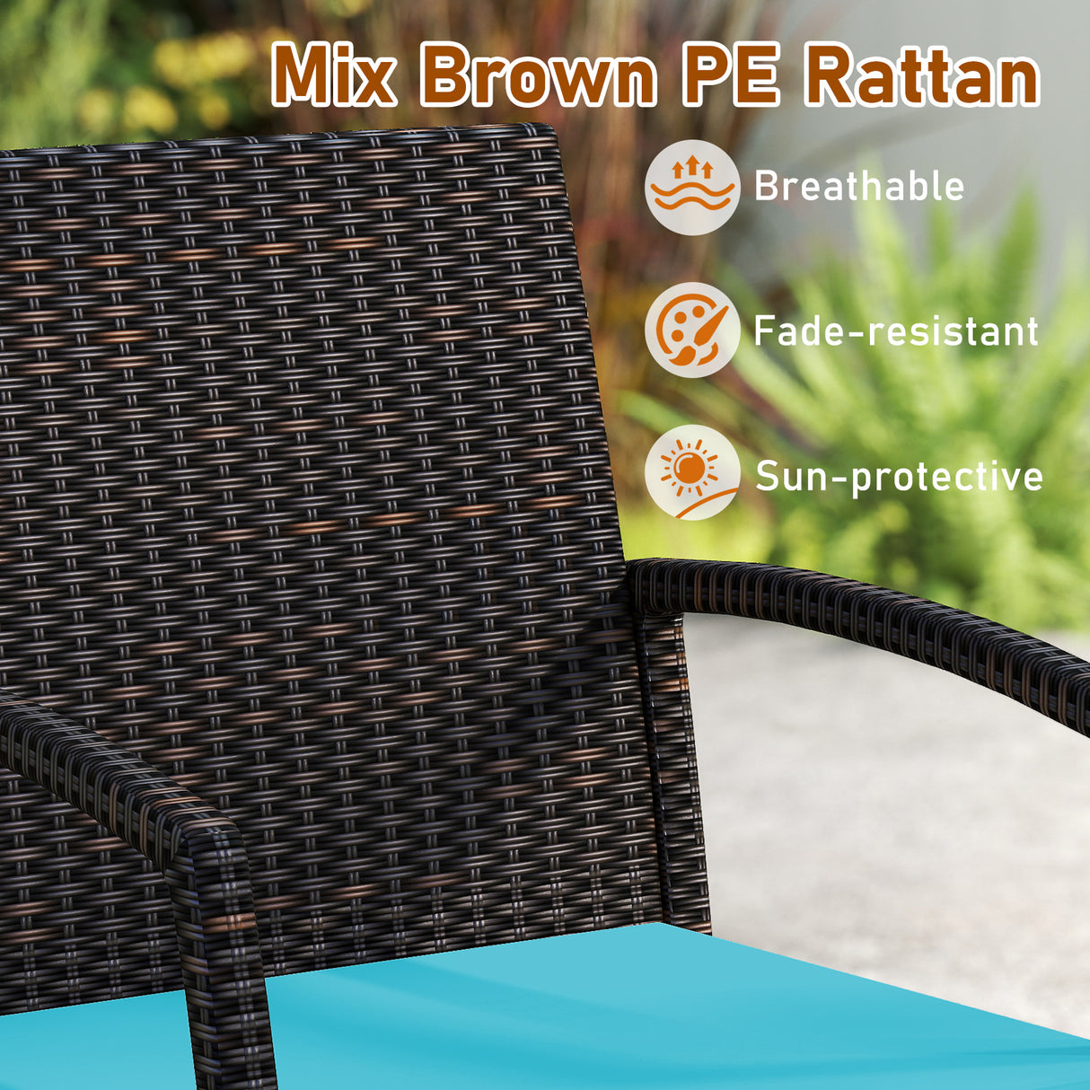 7 Pieces Patio Rattan Cushioned Dining Set with Umbrella Hole