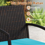 7 Pieces Patio Rattan Cushioned Dining Set with Umbrella Hole