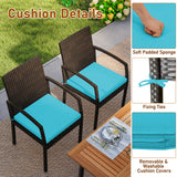 7 Pieces Patio Rattan Cushioned Dining Set with Umbrella Hole