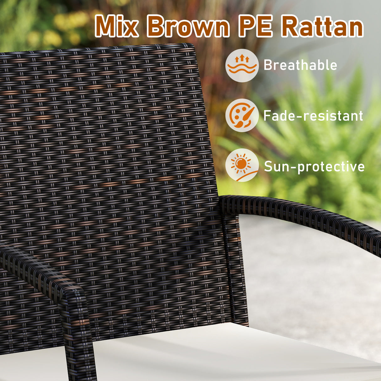 7 Pieces Patio Rattan Cushioned Dining Set with Umbrella Hole