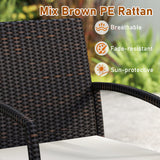 7 Pieces Patio Rattan Cushioned Dining Set with Umbrella Hole