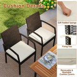 7 Pieces Patio Rattan Cushioned Dining Set with Umbrella Hole