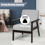 Solid Rubber Wood Fabric Accent Armchair