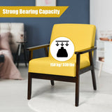 Solid Rubber Wood Fabric Accent Armchair