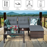 3 Pieces Patio Wicker Rattan Sofa Set