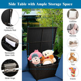4 Pieces Outdoor Patio Rattan Furniture Set with Cushioned Loveseat and Storage Box