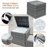 8 Piece Wicker Sofa Rattan Dinning Set Patio Furniture with Storage Table