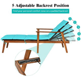 3 Pieces Portable Patio Cushioned Rattan Lounge Chair Set with Folding Table
