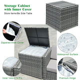 8 Piece Wicker Sofa Rattan Dinning Set Patio Furniture with Storage Table