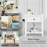 Nightstand with Drawer and Storage Shelf for Bedroom Living Room