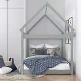 Stable Kids Platform Floor Bed with Roof ang Heavy-Duty Slats