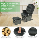 Baby Nursery Wooden Rocking Chair with Armrests and Cushion-Dark Gray