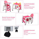 3-in-1 Baby High Chair with Lockable Universal Wheels